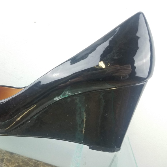 J. Crew Black Patent Leather Slip on Wedges 9.5 - Picture 7 of 8